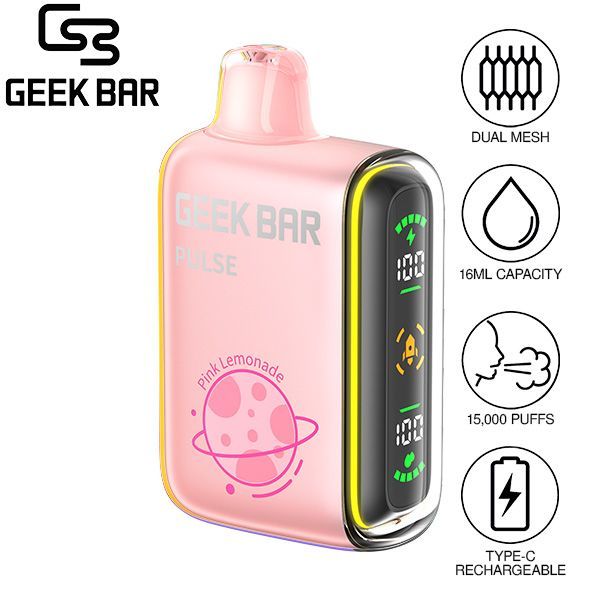 Best Deal Geek Bar Pulse 15,000 Puffs Recharge Vape 16mL Pink Lemonade
