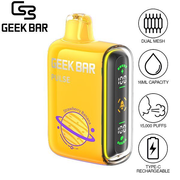 Best Deal Geek Bar Pulse 15,000 Puffs Recharge Vape 16mL Strawberry Banana