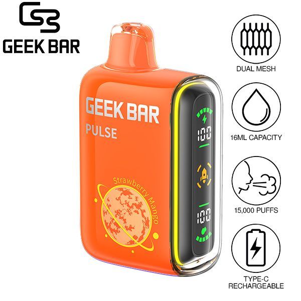 Best Deal Geek Bar Pulse 15,000 Puffs Recharge Vape 16mL Strawberry Mango