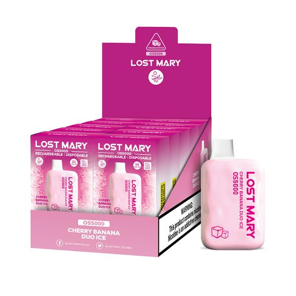 Best Deal Lost Mary OS5000 Disposable Vape by Elf Bar 10-Pack 13mL Cherry Banana Duo Ice