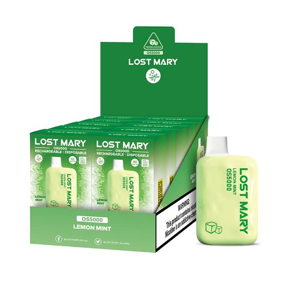 Best Deal Lost Mary OS5000 Disposable Vape by Elf Bar 10-Pack 13mL Lemon Mint