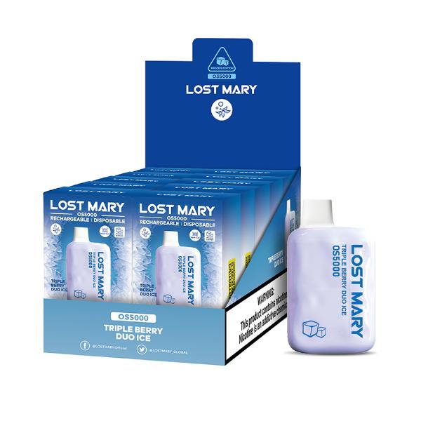 Best Deal Lost Mary OS5000 Disposable Vape by Elf Bar 10-Pack 13mL Tripe Berry Duo Ice