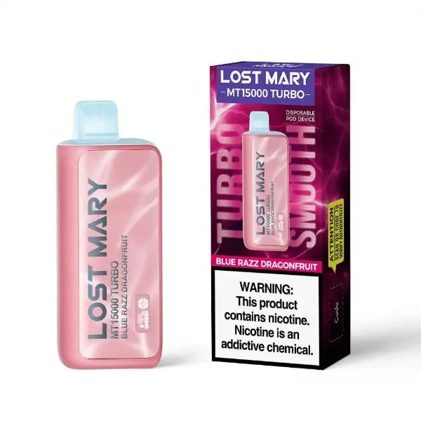 Best Deal Lost Mary MT15000 Turbo 15000 Puffs Rechargeable Disposable 20mL Blue Razz Dragonfruit