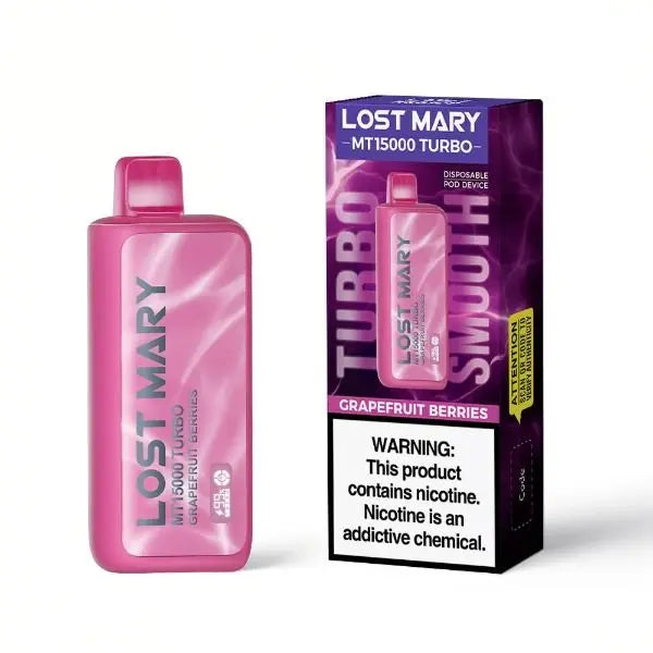 Best Deal Lost Mary MT15000 Turbo 15000 Puffs Rechargeable Disposable 20mL Grapefruit Berries