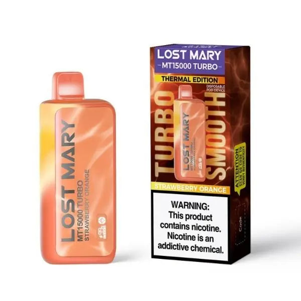 Best Deal Lost Mary MT15000 Turbo 15000 Puffs Rechargeable Disposable 20mL Strawberry Orange