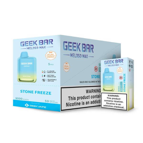 Geek Bar Meloso MAX 9000 Puffs Disposable Vape 14mL Best Flavor Stone Freeze