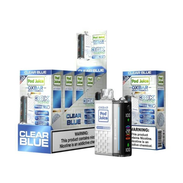Best Deal OXBAR x Pod Juice Magic Maze 2.0 30k Puffs Rechargeable Disposable 13mL Clear Blue