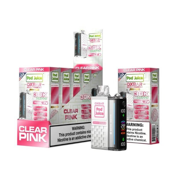 Best Deal OXBAR x Pod Juice Magic Maze 2.0 30k Puffs Rechargeable Disposable 13mL Clear Pink
