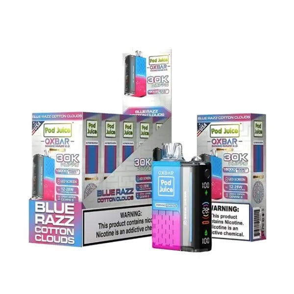 Best Deal OXBAR x Pod Juice Magic Maze 2.0 30k Puffs Rechargeable Disposable 13mL Blue Razz Cottom Clouds