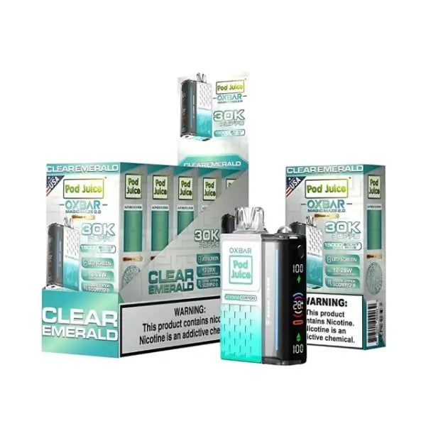 Best Deal OXBAR x Pod Juice Magic Maze 2.0 30k Puffs Rechargeable Disposable 13mL Clear Emerald