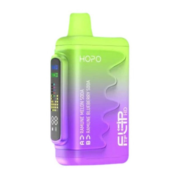 Best Deal HOPO Fliptip HD 16000 Puffs Rechargeable Disposable Vape 20mL Ramune Melon Soda / Ramune Blueberry Soda