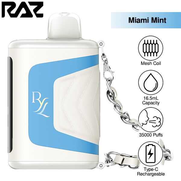 Best Deal RAZ RYL Classic 35,000 Puff Disposable 16.5mL (Pack of 5) - Miami Mint