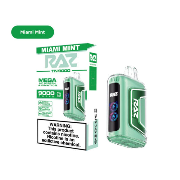 RAZ TN9000 9000 Puffs Disposable Vape 12mL Best Flavor Miami Mint