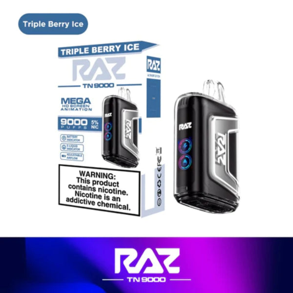 RAZ TN9000 9000 Puffs Disposable Vape 12mL  Best Flavor Triple Berry Ice