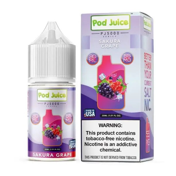 Best Deal Pod Juice TFN PJ5000 Salt Vape E-Liquid 30mL (Salt Nic) - Sakura Grape