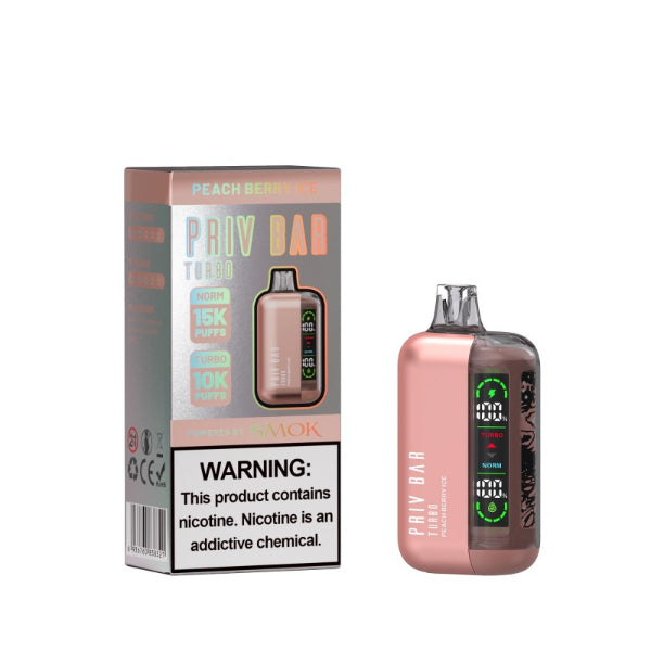 Best Deal SMOK Priv Bar Turbo 15000 Puffs Disposable Vape 16mL - Peach Berry Ice