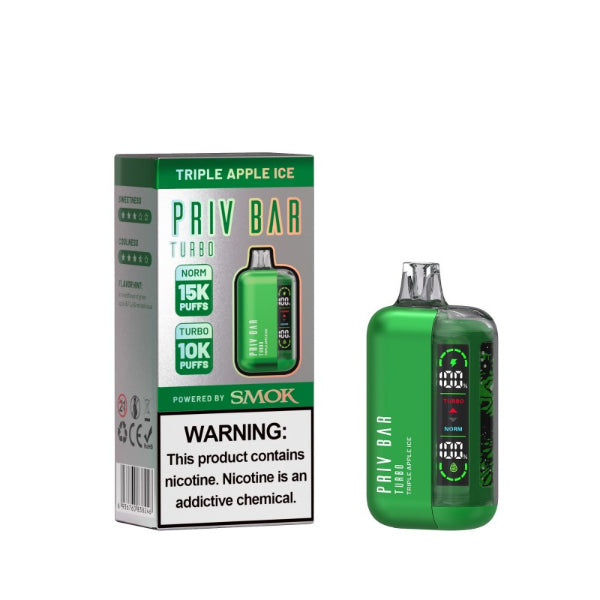 Best Deal SMOK Priv Bar Turbo 15000 Puffs Disposable Vape 16mL - Triple Apple Ice