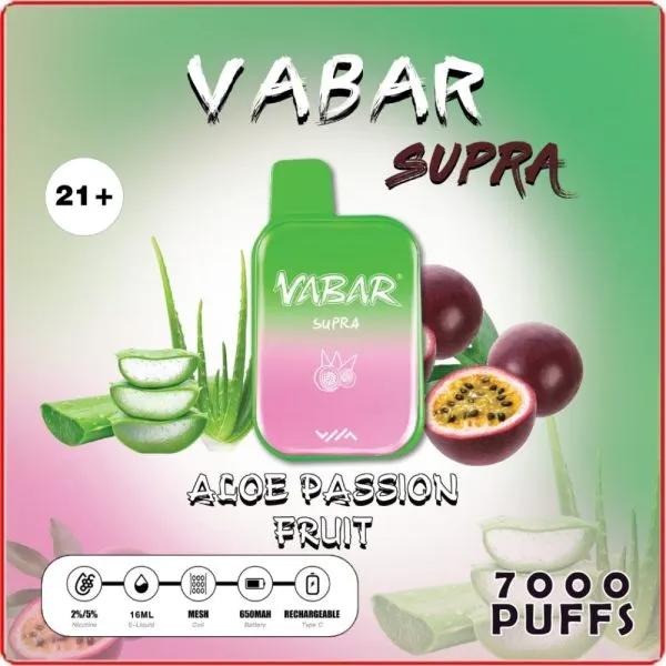 Vabar Supra 7000 Puffs Rechargeable Vape Disposable 16mL 10 Pack Best Flavor Aloe Passion Fruit