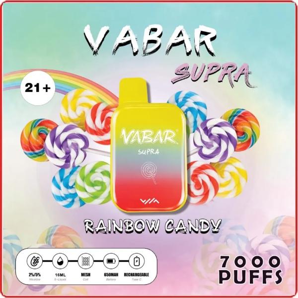 Vabar Supra 7000 Puffs Rechargeable Vape Disposable 16mL 10 Pack Best Flavor Rainbow Candy