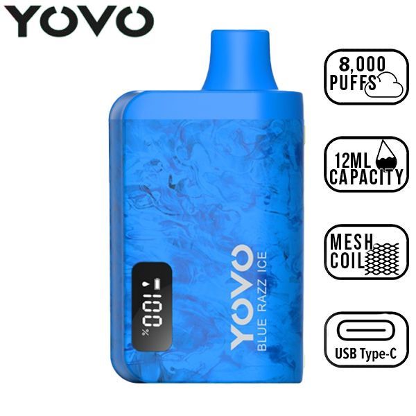 Yovo JB8000 Puffs Disposable Vape 12mL Best Flavor Blue Razz Ice